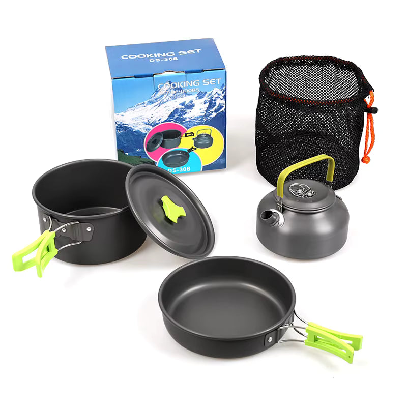 Camping Cookware Set Lightweight Hard Alumina Nesting