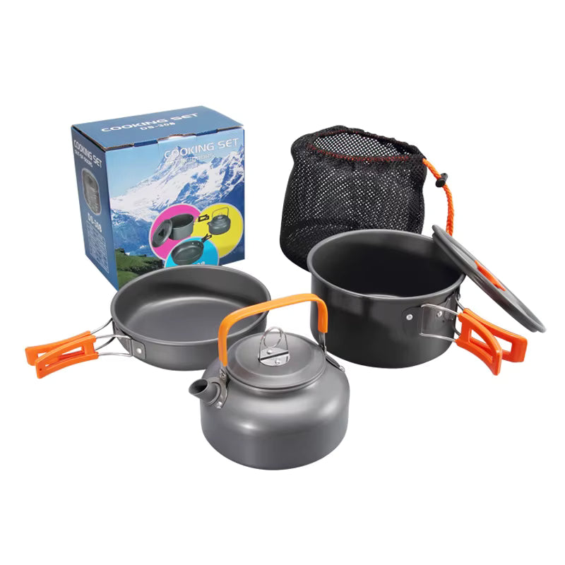 Camping Cookware Set Lightweight Hard Alumina Nesting