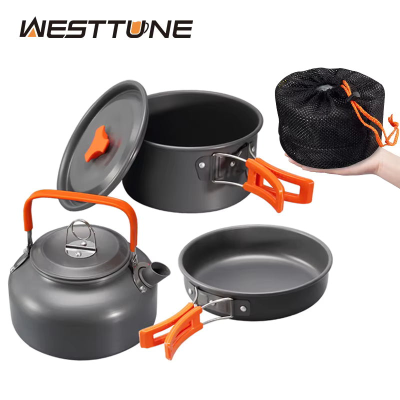 Camping Cookware Set Nesting Hard Alumina 3-Piece