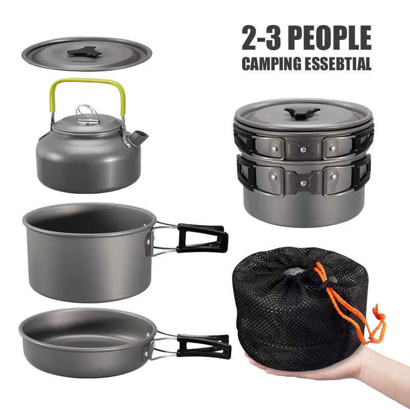 Camping Cookware Set Nesting Hard Alumina 3-Piece