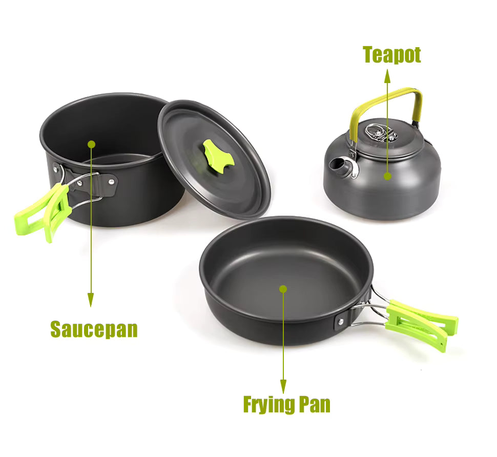 Camping Cookware Set Nesting Hard Alumina 3-Piece
