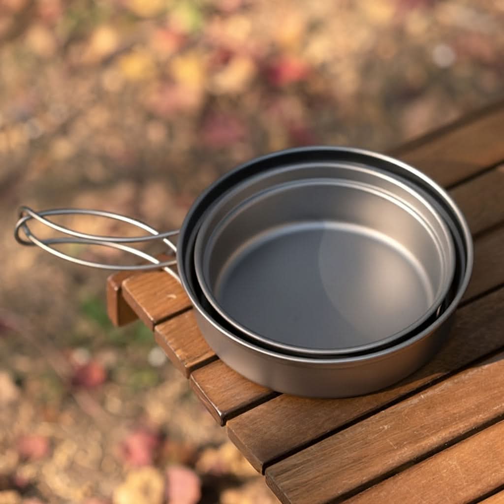 Camping Cookware Set Rustproof Stainless Steel Lightweight & Compact