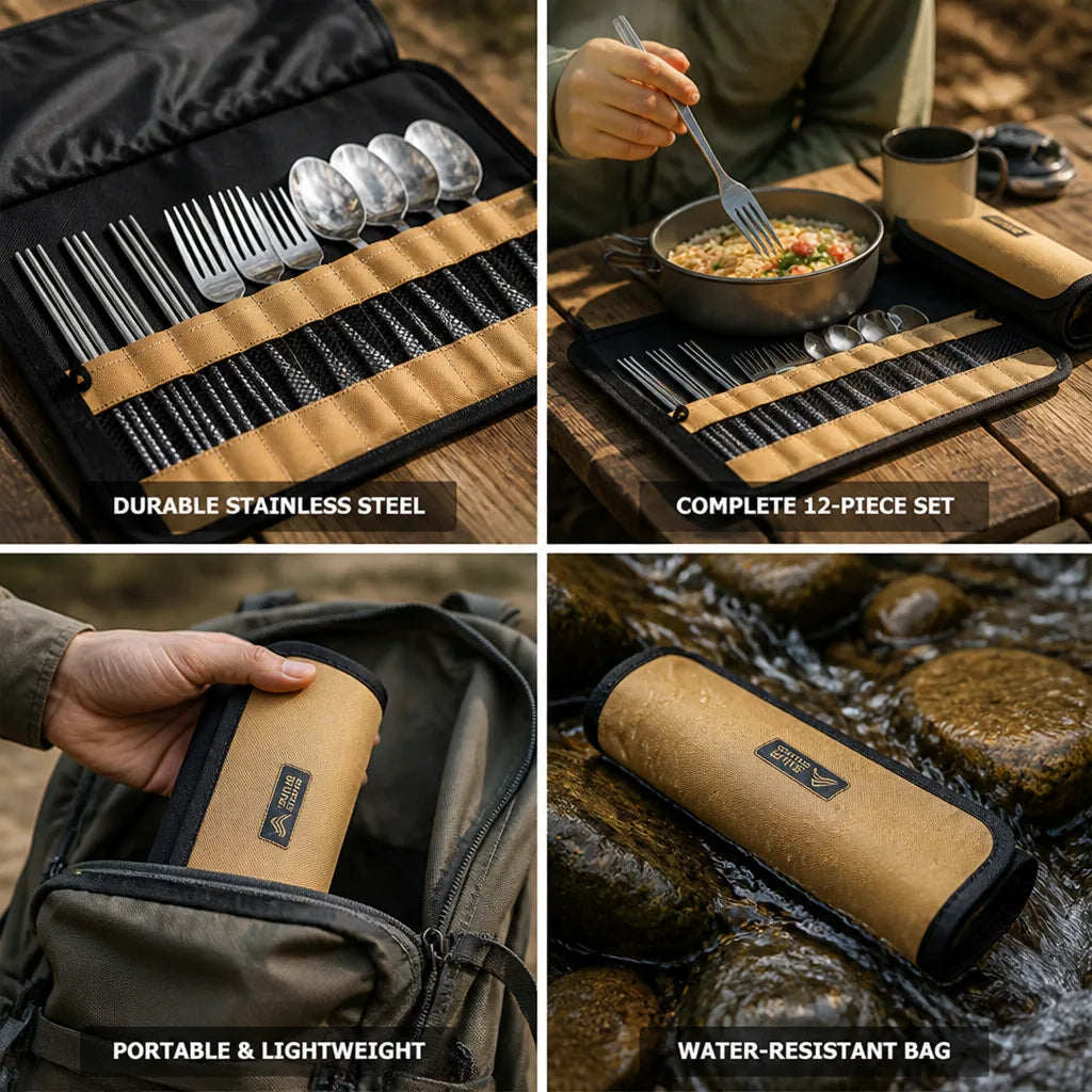 Camping Cutlery Set 304 Stainless Steel Set of 12