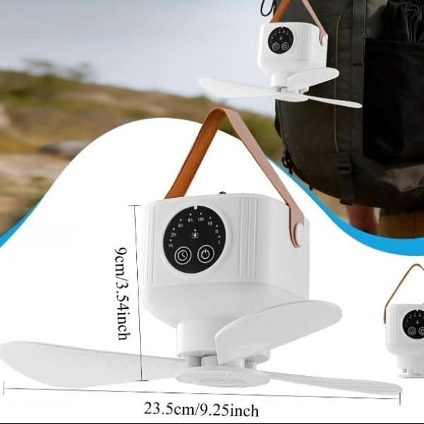 Camping Fan Lantern USB Rechargeable LED Hanging Hook