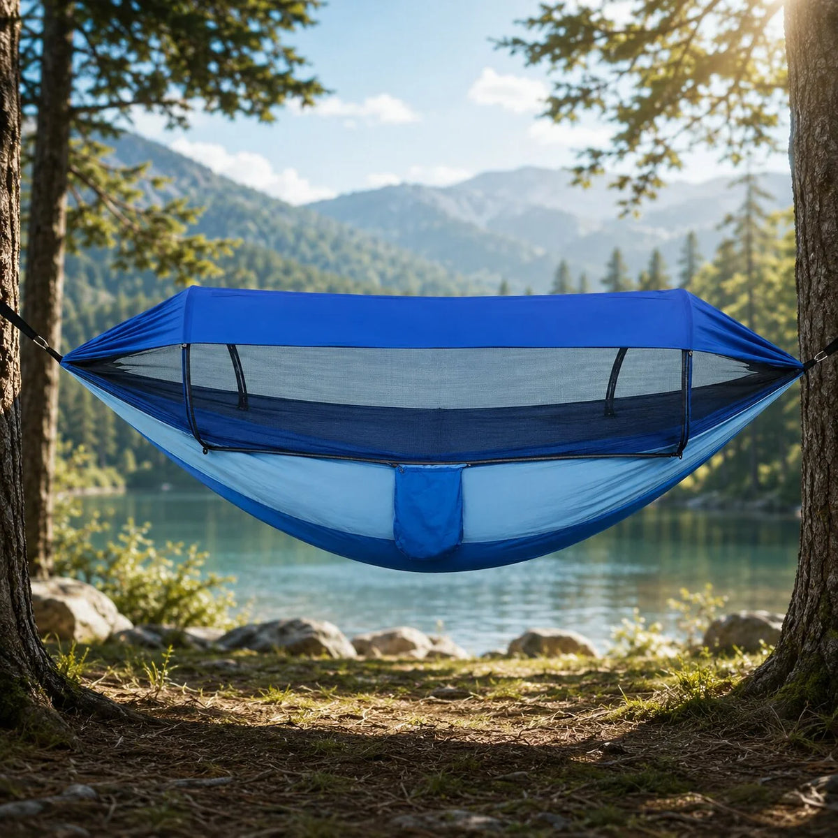 Camping Hammock Integrated Mosquito Net & Sun Canopy