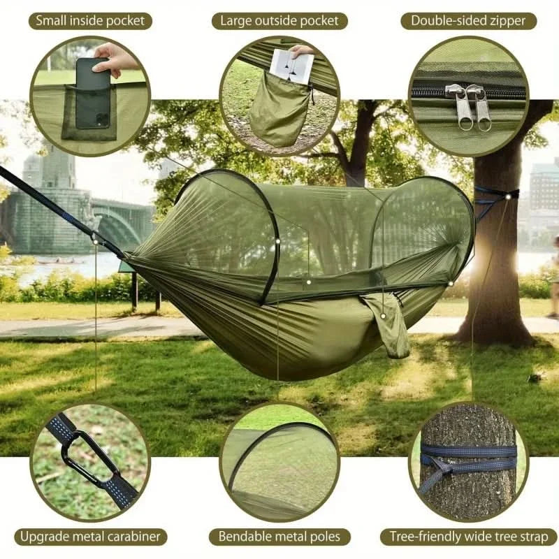 Camping Hammock Ultralight Integrated Mosquito Net 660 Lb Capacity