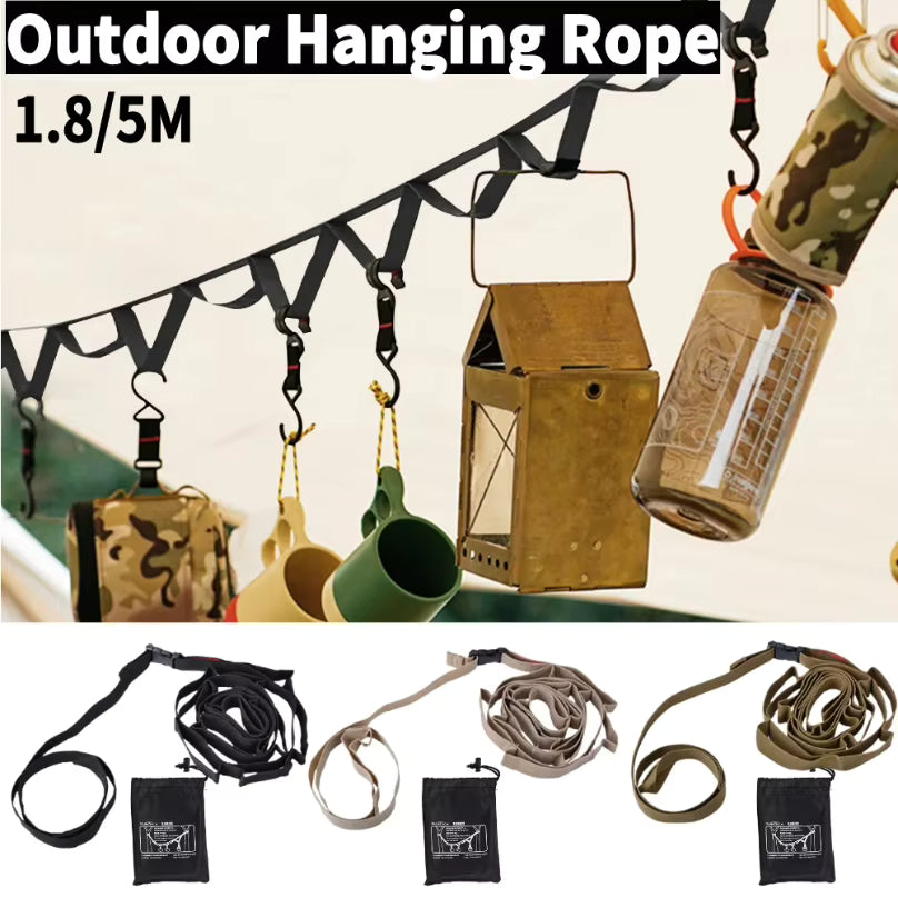Camping Hanging Strap Adjustable 1.8m To 5m Woven Windproof