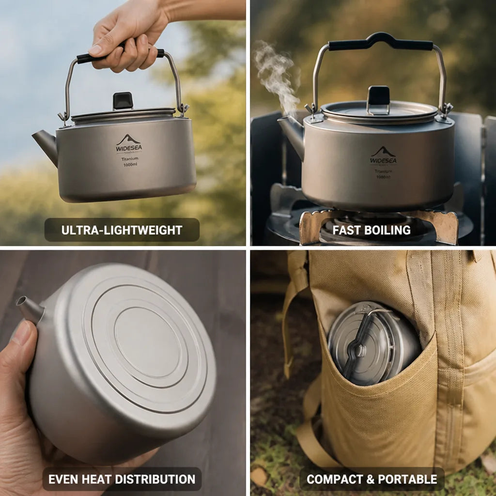 Camping Kettle Lightweight Titanium 27/34 Fl Oz