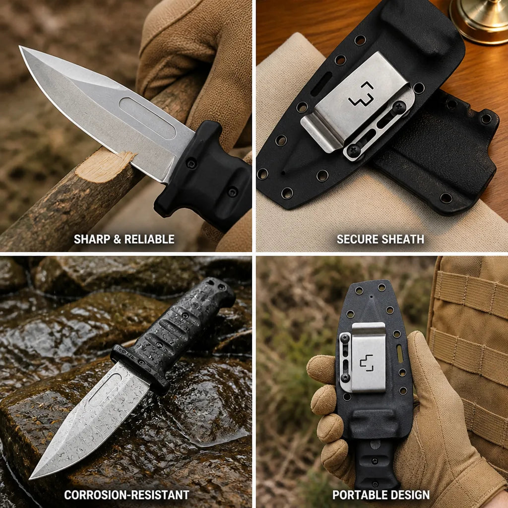 Camping Knife D2 Steel Fixed Blade Corrosion-Resistant
