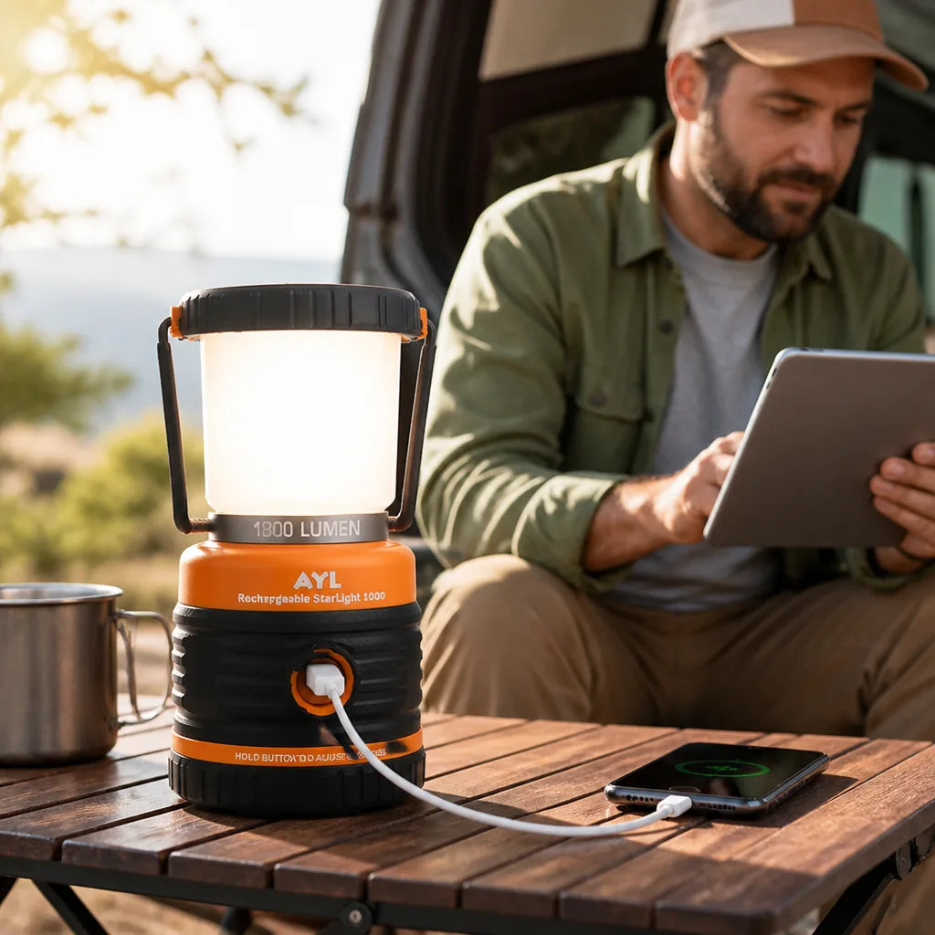 Camping Lantern Rechargeable 1800 Lumens USB Power Bank