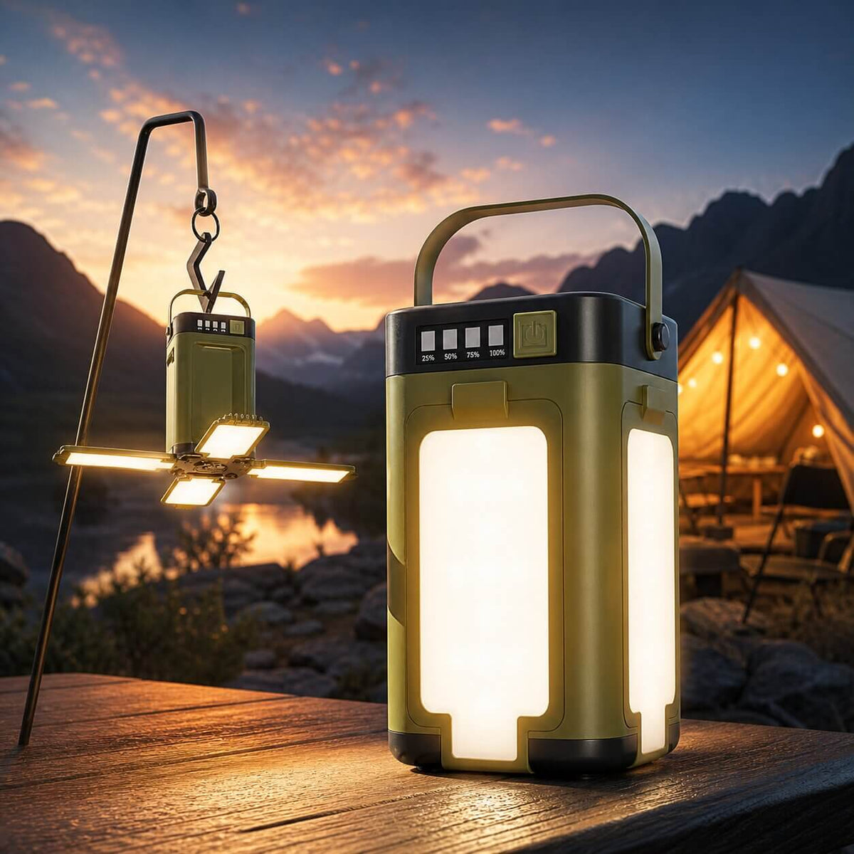 Camping Lantern Solar LED Foldable Power Bank