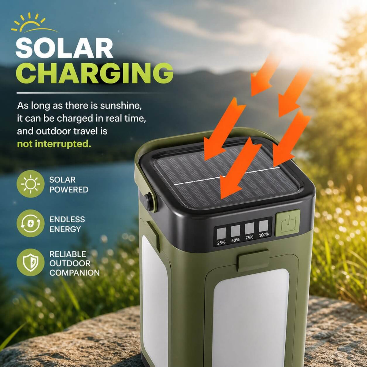 Camping Lantern Solar LED Foldable Power Bank
