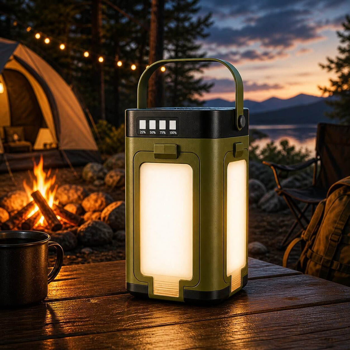 Camping Lantern Solar LED Foldable Power Bank