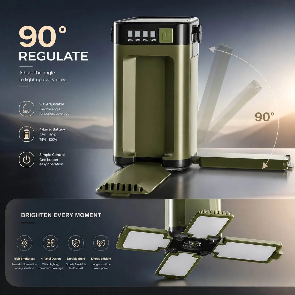 Camping Lantern Solar LED Foldable Power Bank