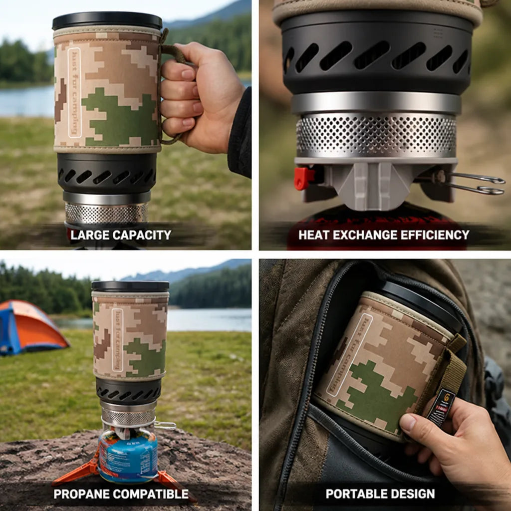 Camping Pot Heat Exchanger 47 Fl Oz Propane Compatible