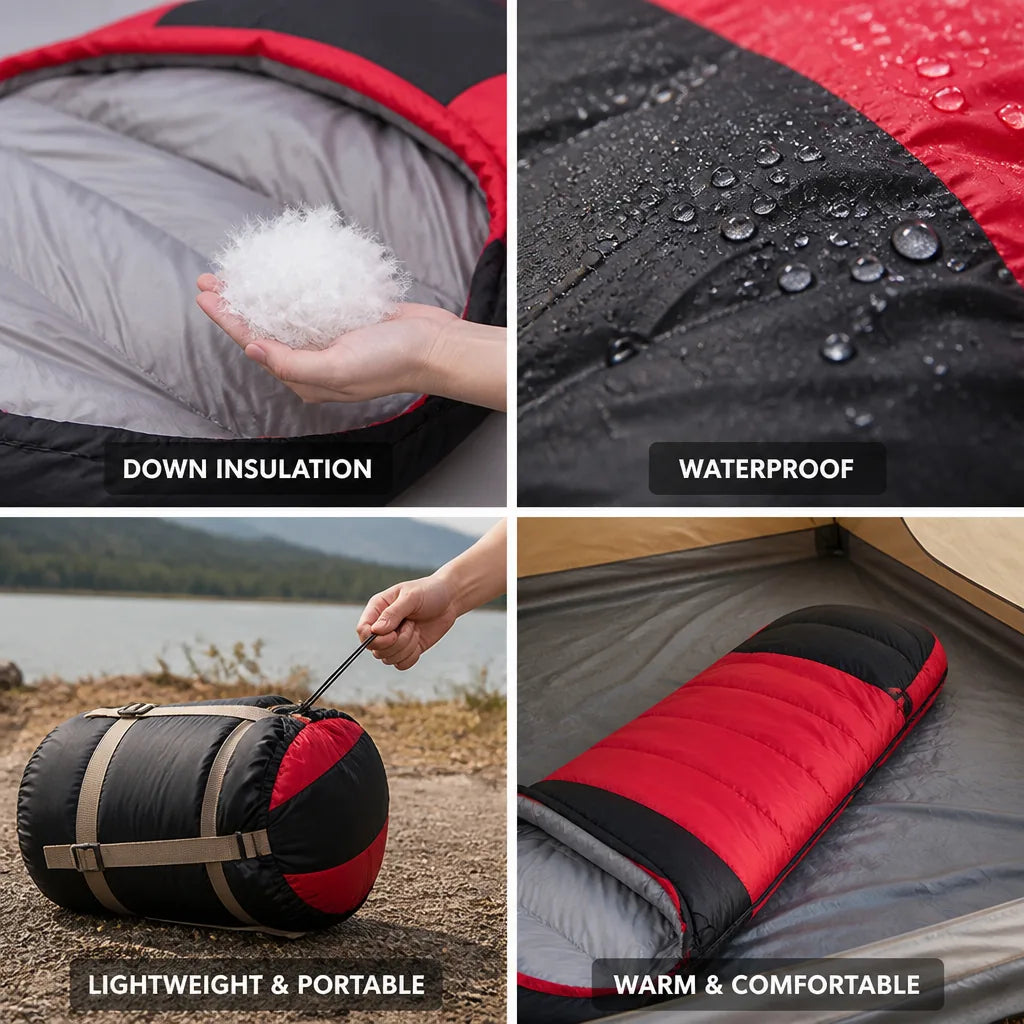 Camping Sleeping Bag Down-Filled & Waterproof
