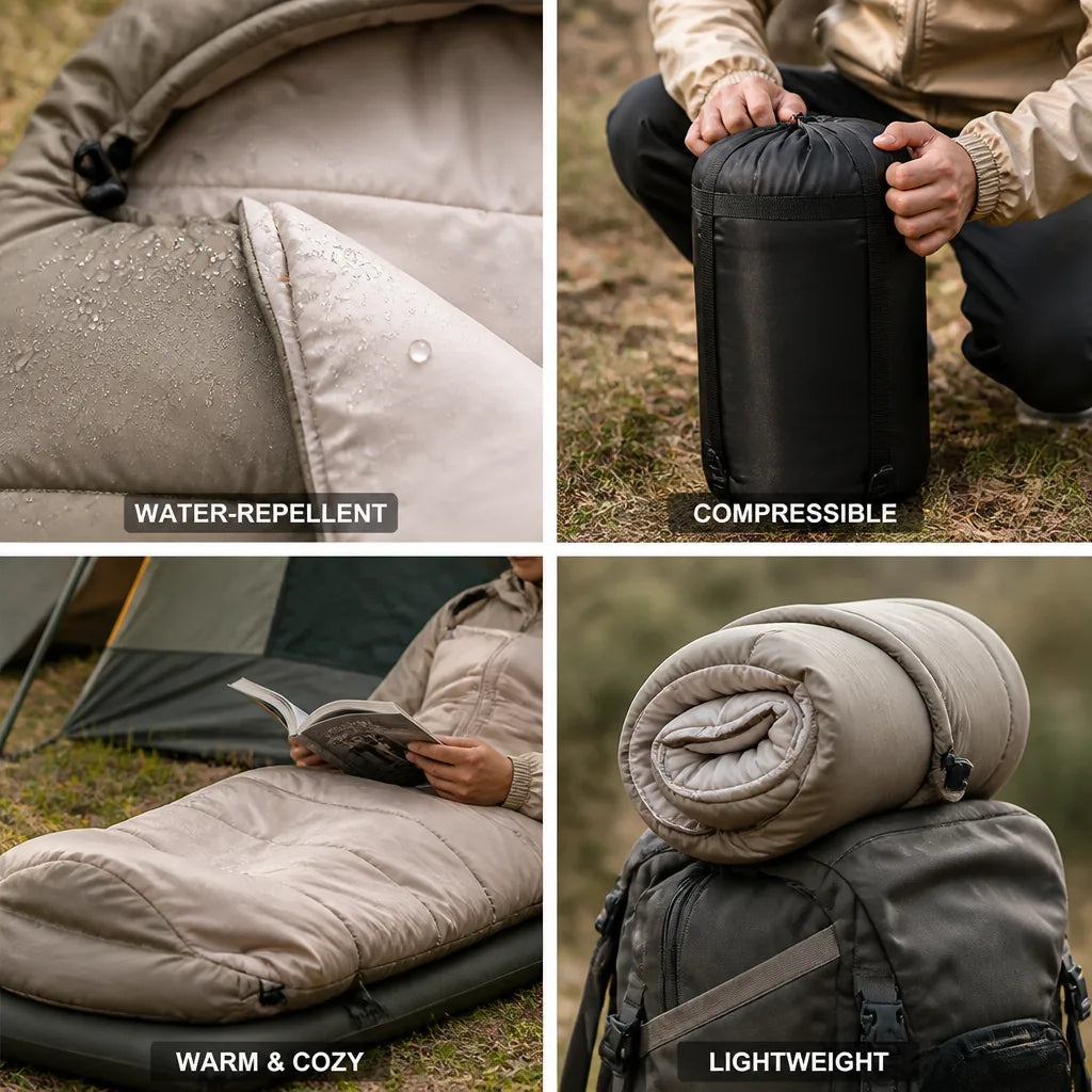 Camping Sleeping Bag Water-Repellent Lightweight & Compressible