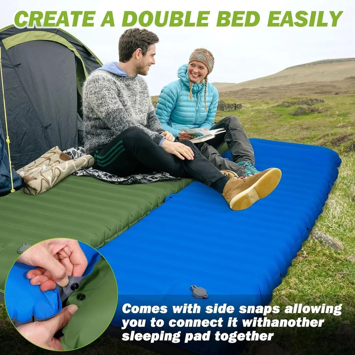 Camping Sleeping Pad Self-Inflating 4-Inch TPU Nylon