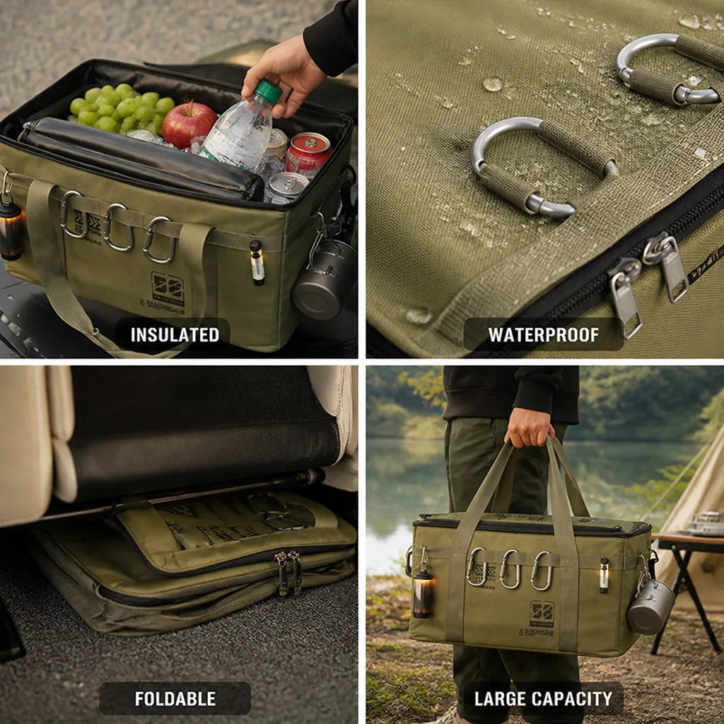 Camping Storage Bag Insulated & Waterproof Foldable Large Capacity