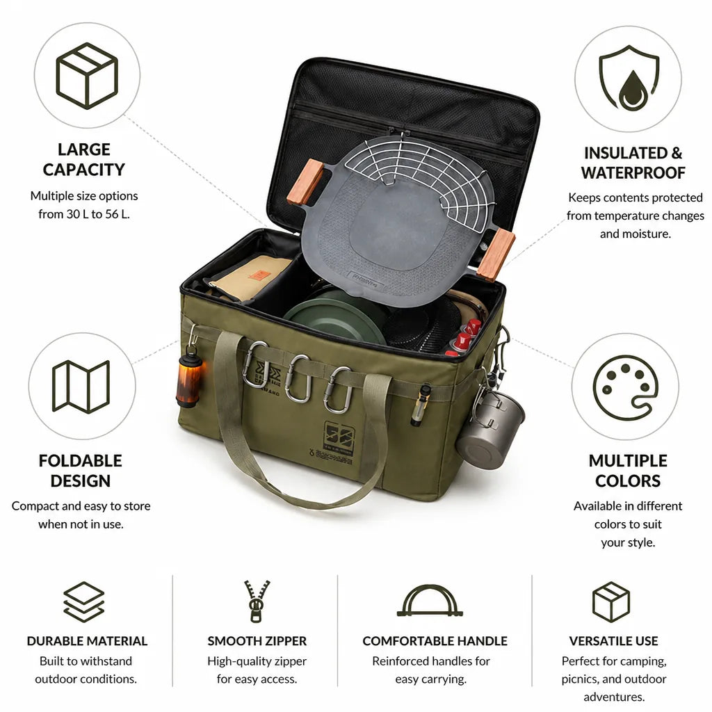 Camping Storage Bag Insulated & Waterproof Foldable Large Capacity