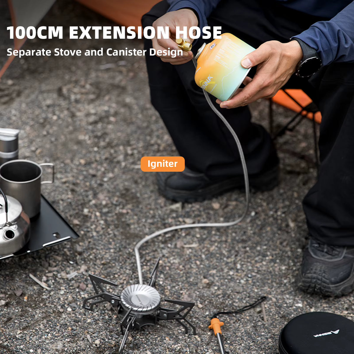 Camping Stove 4000W Swirl Flame Remote Canister