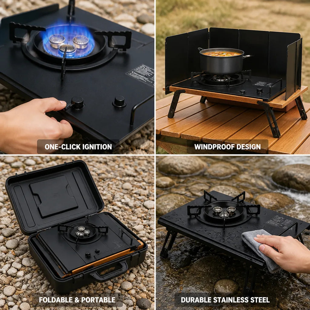 Camping Stove 6500W One-Click Ignition Windproof