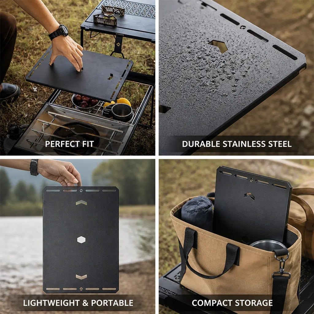 Camping Stove Cover Plate Stainless Steel Lightweight Compact