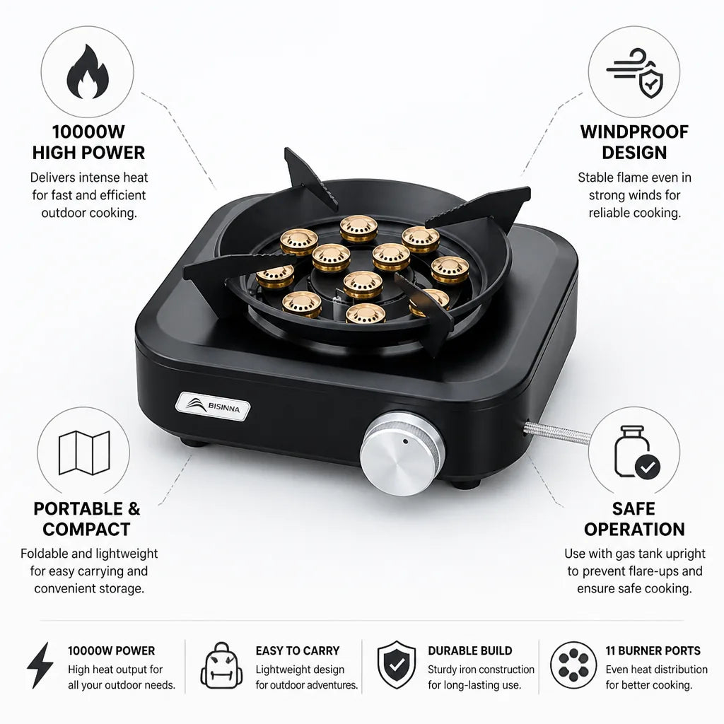 Camping Stove High Power 10000W Foldable & Windproof