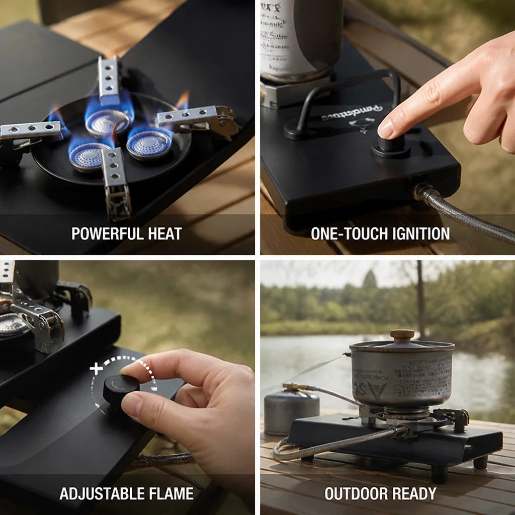Camping Stove IGT Compatible One-Touch Ignition & Adjustable Flame