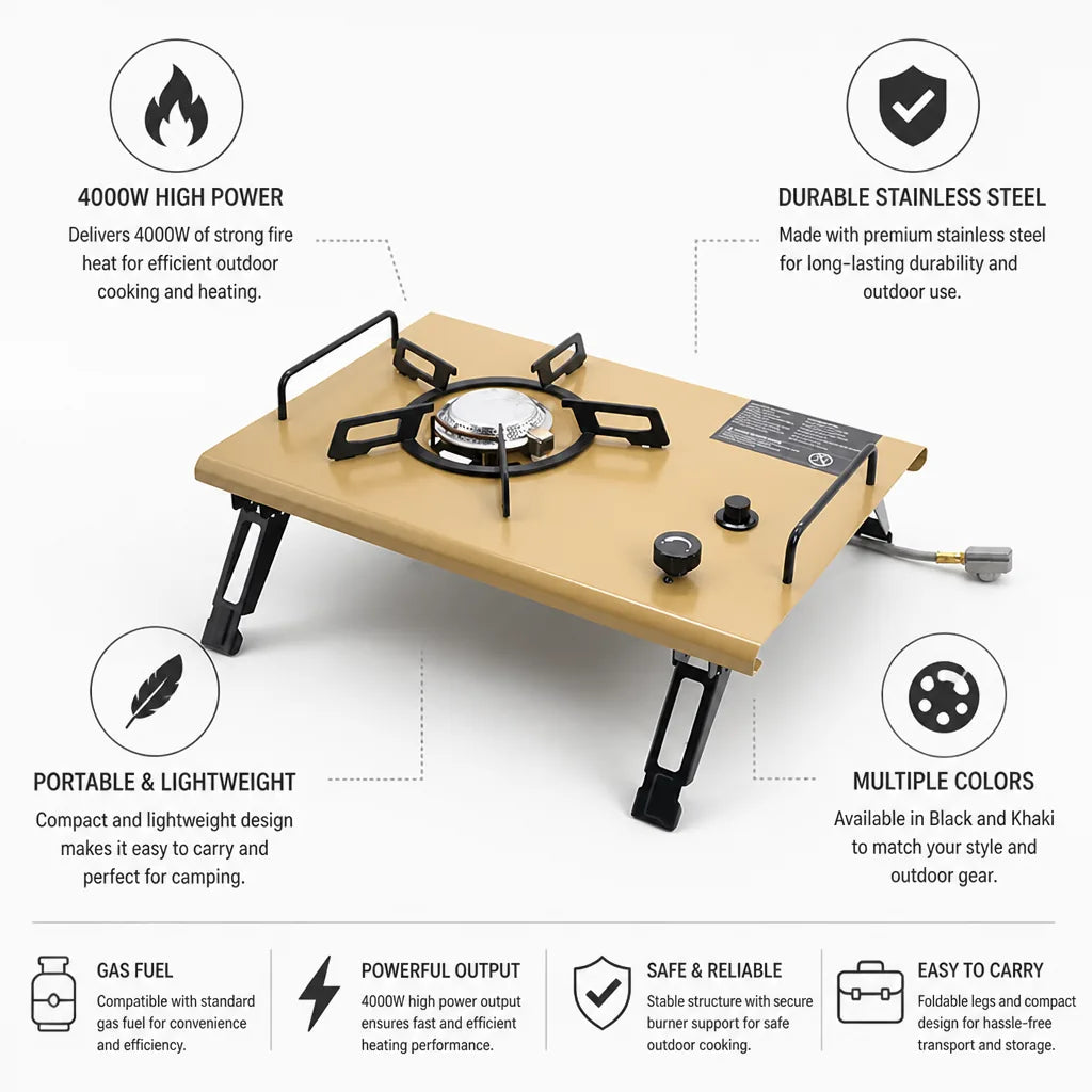 Camping Stove Portable Stainless Steel 4000W