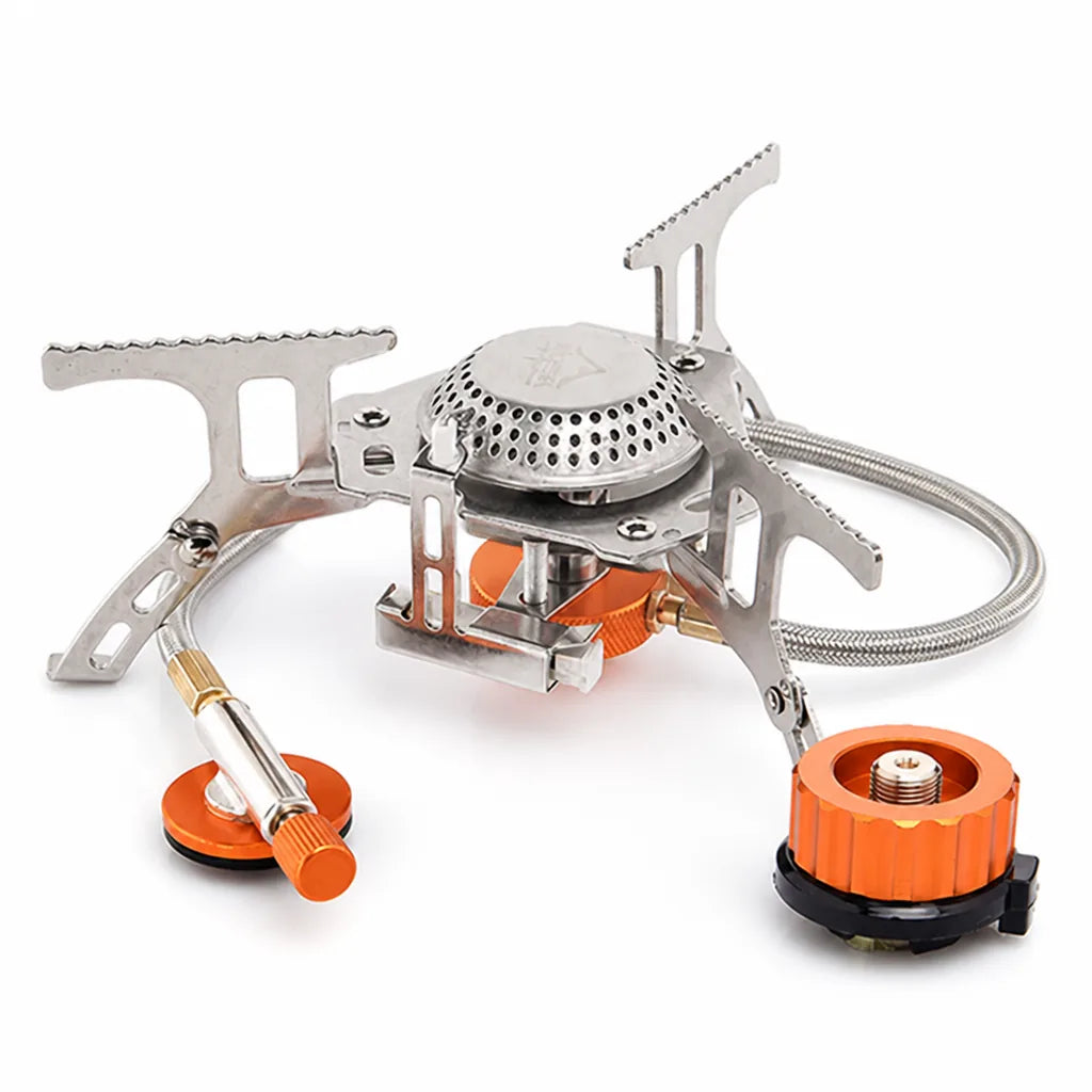 Camping Stove Portable Stainless Steel & Aluminum With Adapter
