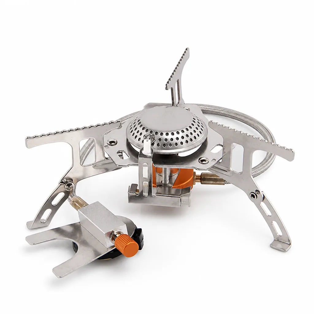 Camping Stove Portable Stainless Steel & Aluminum With Adapter
