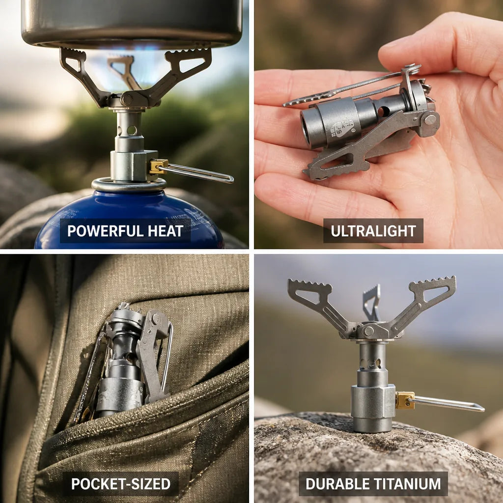 Camping Stove Titanium Foldable Lightweight 25g