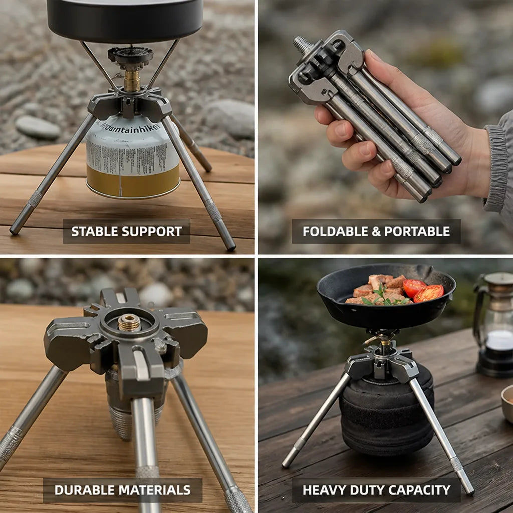 Camping Stove Tripod Foldable Aluminum Alloy 44 Lb Capacity