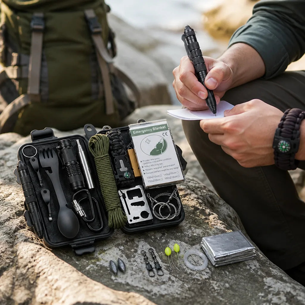 Camping Survival Kit Multi-Tool & First Aid Camouflage Nylon Case