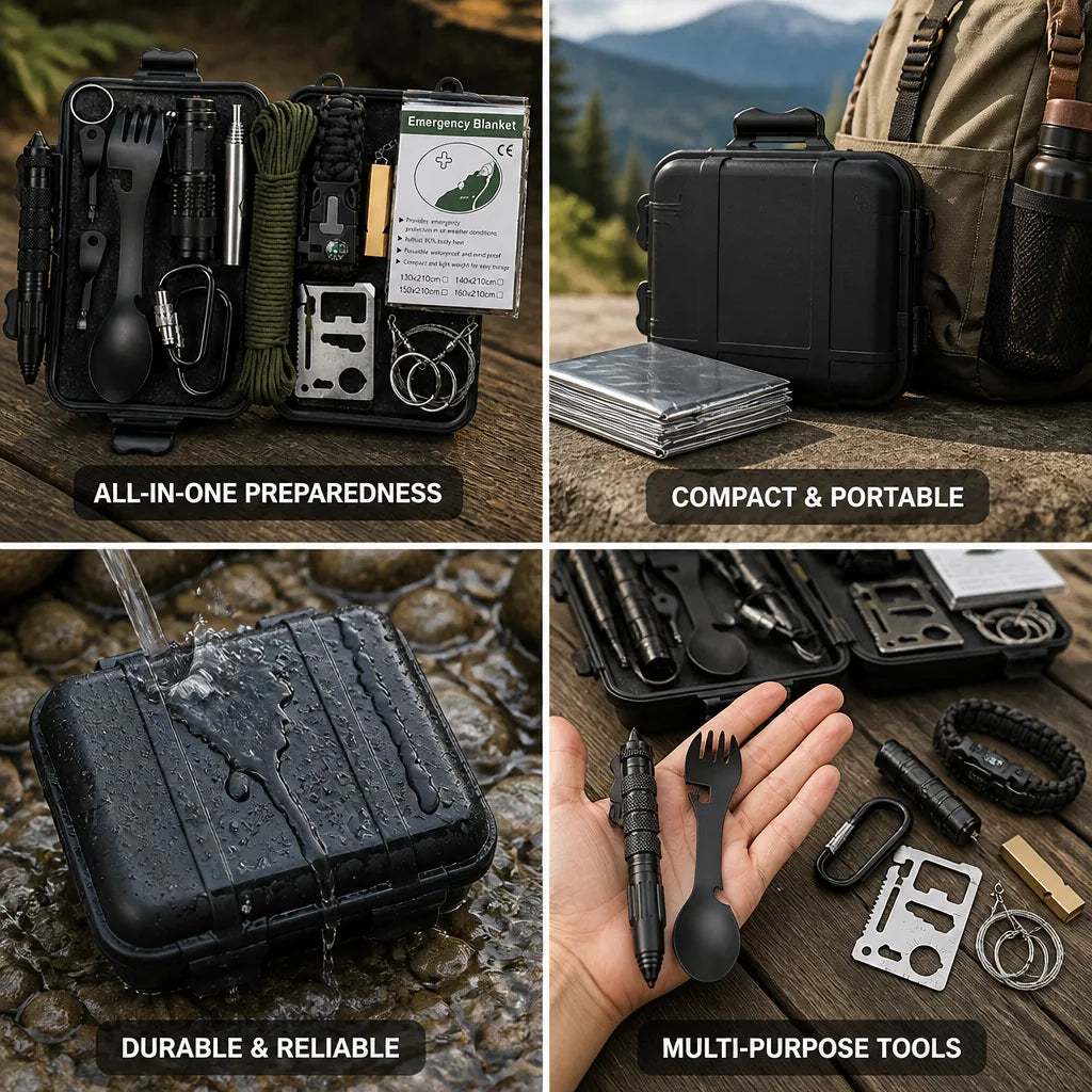 Camping Survival Kit Multi-Tool & First Aid Camouflage Nylon Case