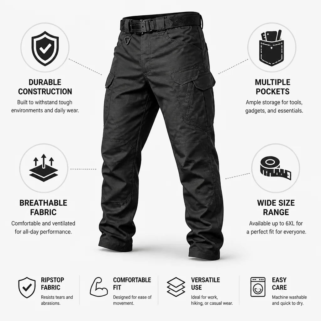 Cargo Pants Tactical Multiple Pockets Up To 6XL