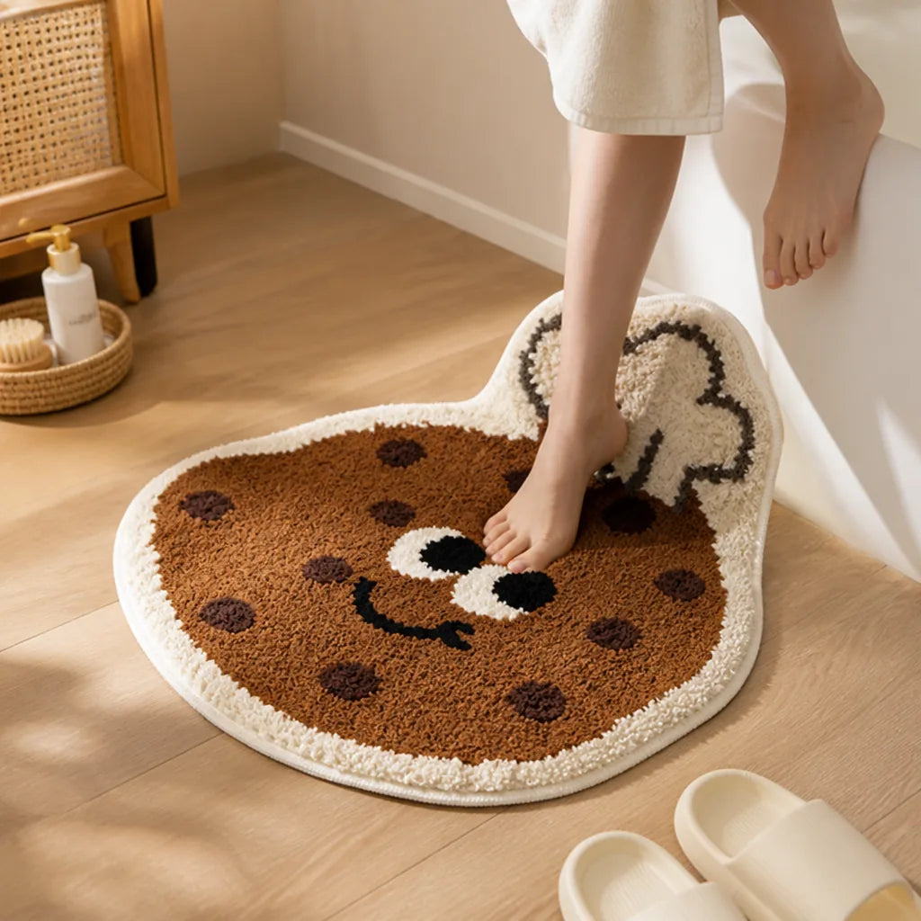 Children's Bath Rug Cookie Shape Tufted Microfiber Non-Slip