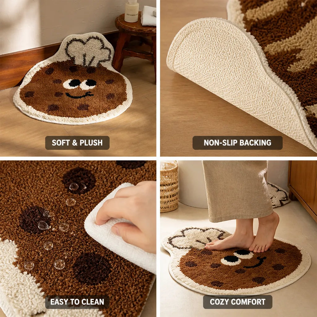 Children's Bath Rug Cookie Shape Tufted Microfiber Non-Slip
