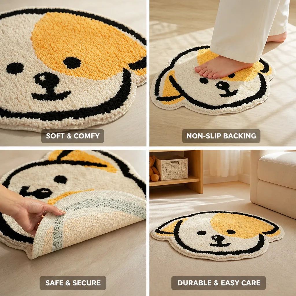 Children's Rug Cheese Shape Tufted Microfiber Non-Slip Backing