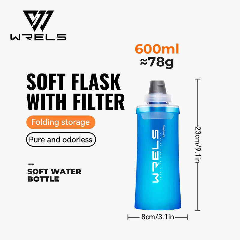 Collapsible Water Bottle Ultralight Built-In Filter & Leakproof Cap