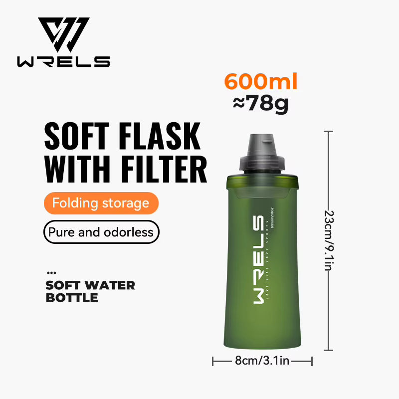 Collapsible Water Bottle Ultralight Built-In Filter & Leakproof Cap
