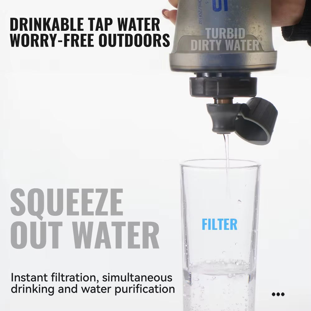 Collapsible Water Bottle Ultralight Built-In Filter & Leakproof Cap