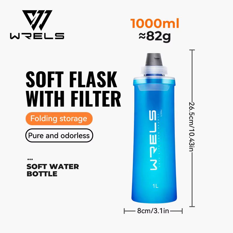 Collapsible Water Bottle Ultralight Built-In Filter & Leakproof Cap