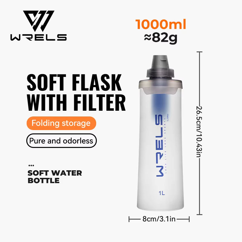 Collapsible Water Bottle Ultralight Built-In Filter & Leakproof Cap