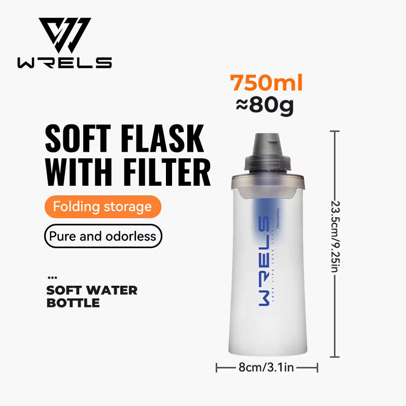 Collapsible Water Bottle Ultralight Built-In Filter & Leakproof Cap