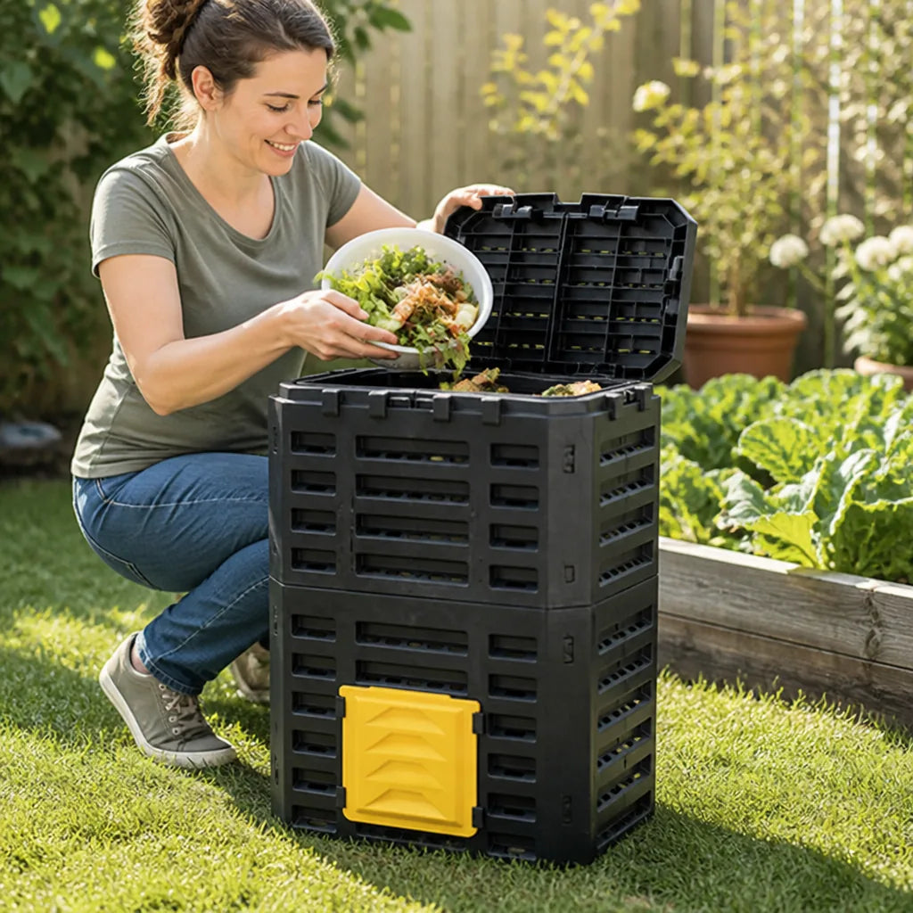 Compost Bin Large Opening Stackable Aerated