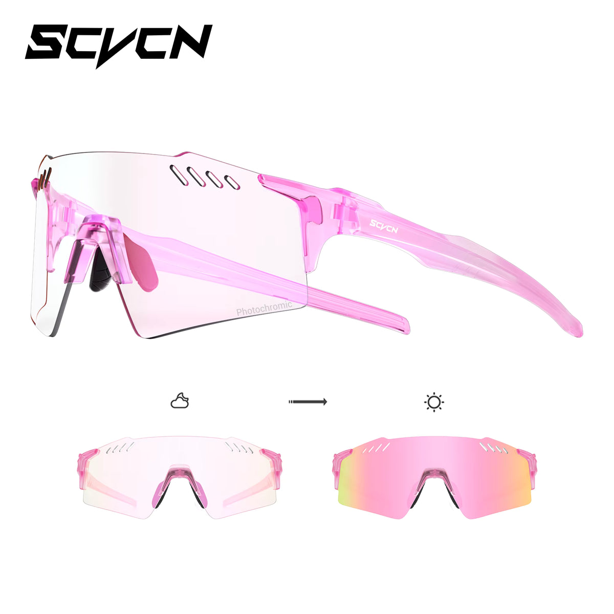 Cycling Glasses Rimless Lightweight Photochromic