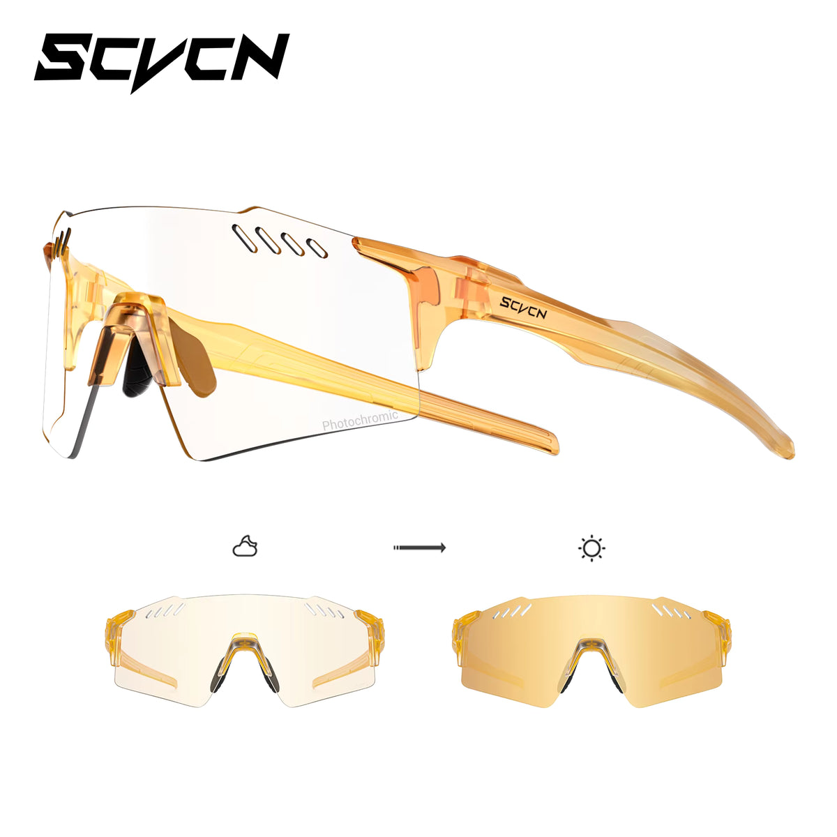 Cycling Glasses Rimless Lightweight Photochromic