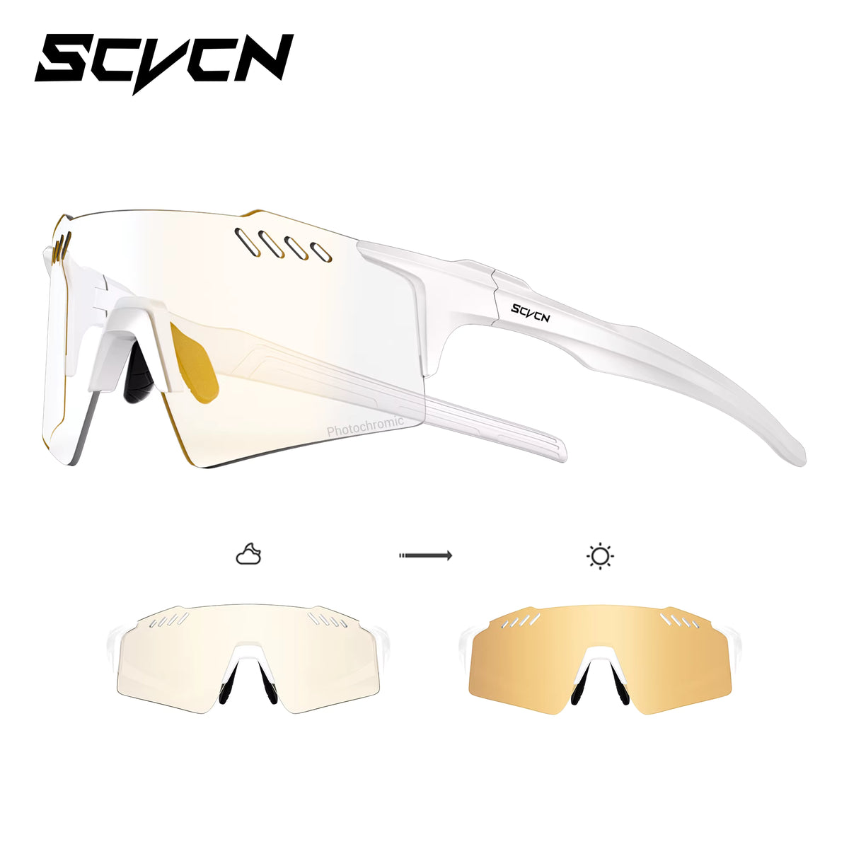 Cycling Glasses Rimless Lightweight Photochromic